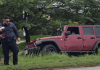 Jeep Wrangler a perde control na rotonde di Palm Beach